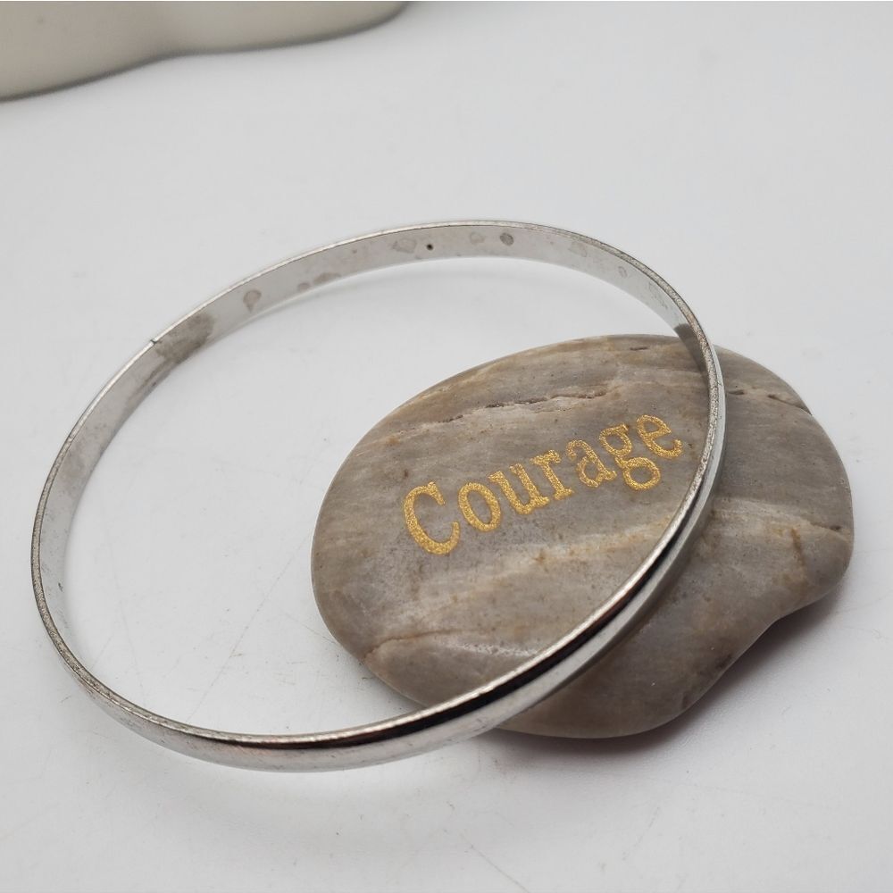 Silver‎ plated saucer bangle bracelet - Picture 2 of 2